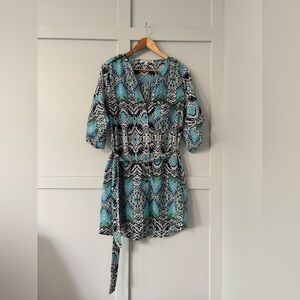 Aztec Print Mini Dress With Belt